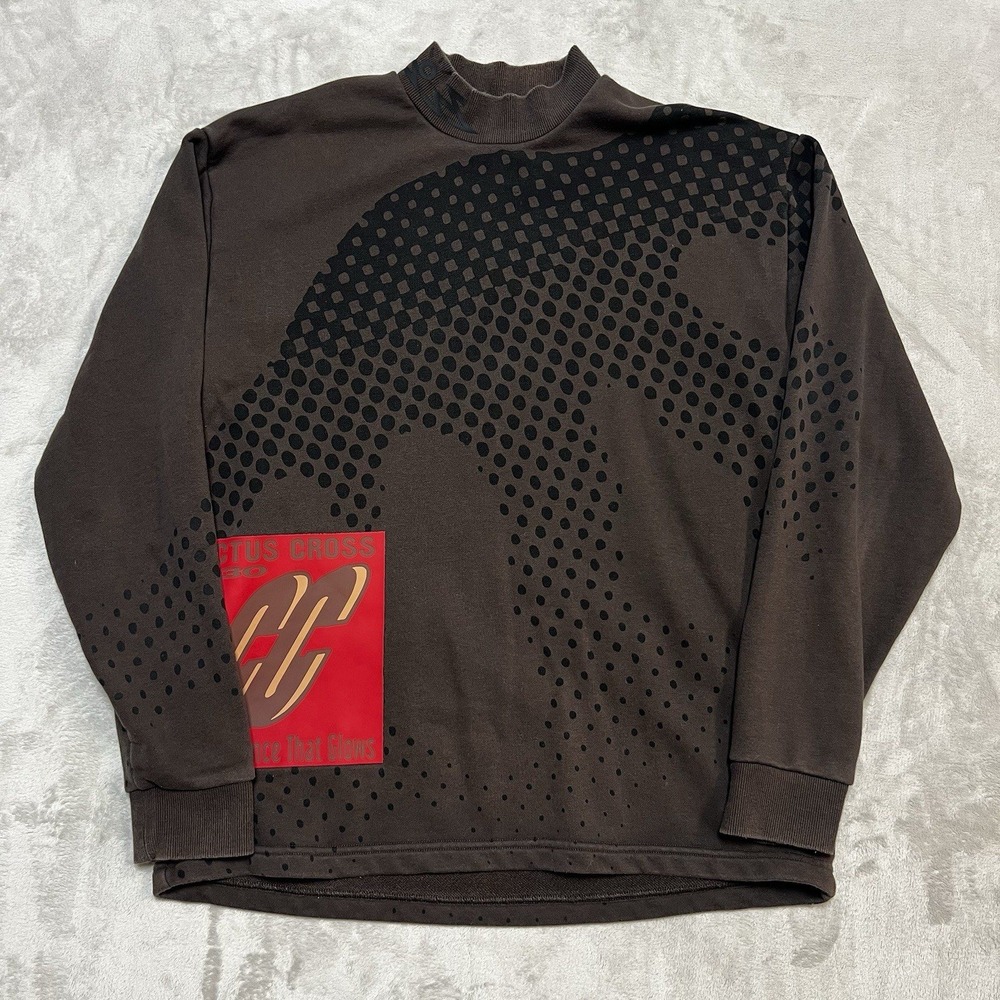 Cactus Jack Travis Scott Brown Mock Neck Long Sleeve Graphic Sweatshirt XL